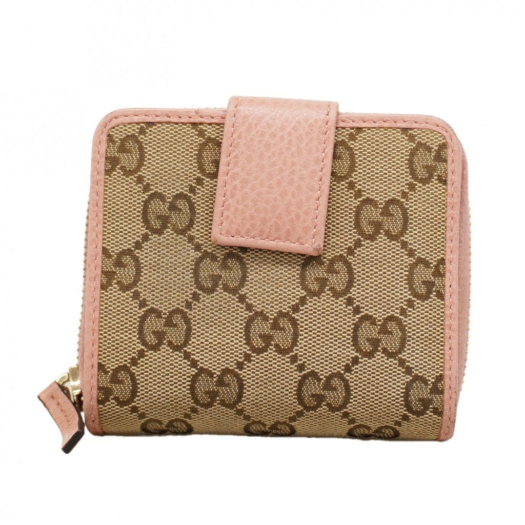 Gucci Wallet GG Canvas Brown Pink Gold