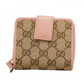 Gucci Wallet GG Canvas Brown Pink Gold