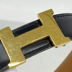 Hermes Belt Constance Box Calf Courchevel Black Gold — view 6
