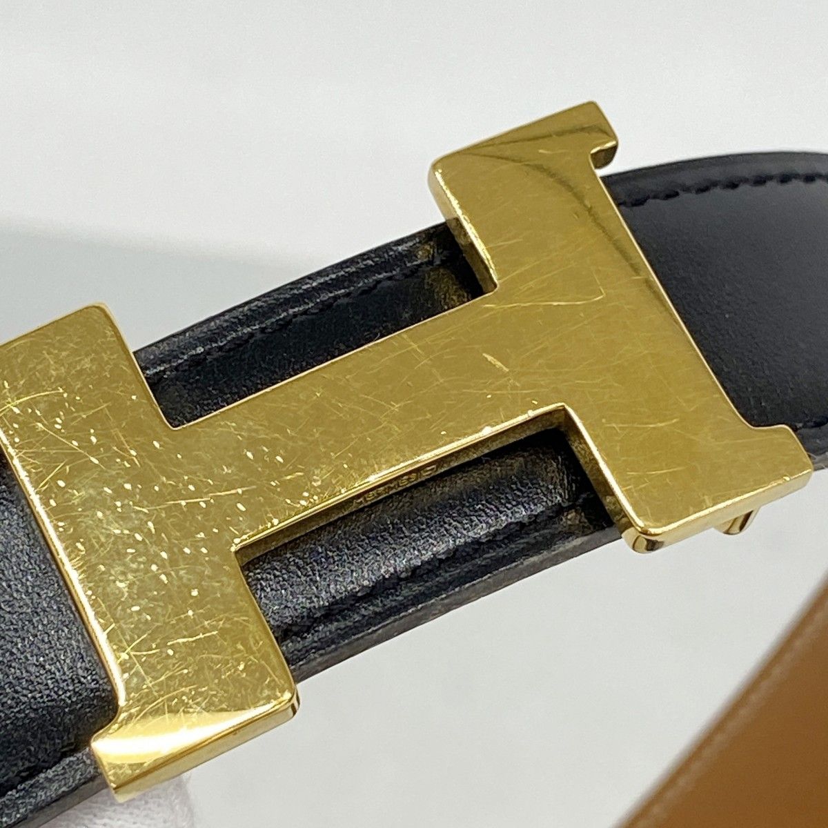 Hermes Belt Constance Box Calf Courchevel Black Gold — view 6