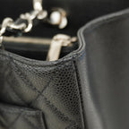 Chanel Chain Tote Quilted Caviar Leather Black Silver — view 7