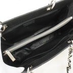 Chanel Chain Tote Quilted Caviar Leather Black Silver — view 4