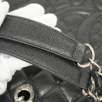Chanel Chain Tote Quilted Caviar Leather Black Silver — view 8