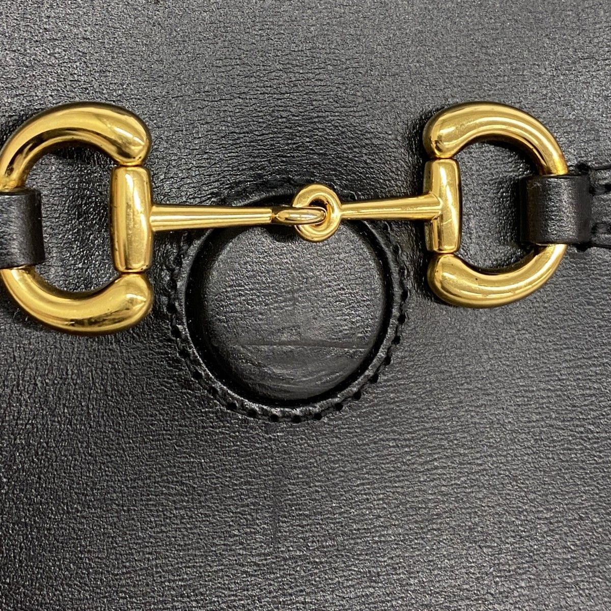 Gucci Shoulder Bag Horsebit Leather Black Gold — view 7