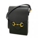 Gucci Shoulder Bag Horsebit Leather Black Gold