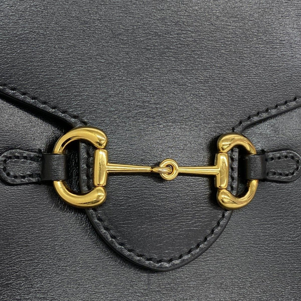 Gucci Shoulder Bag Horsebit Leather Black Gold — view 8