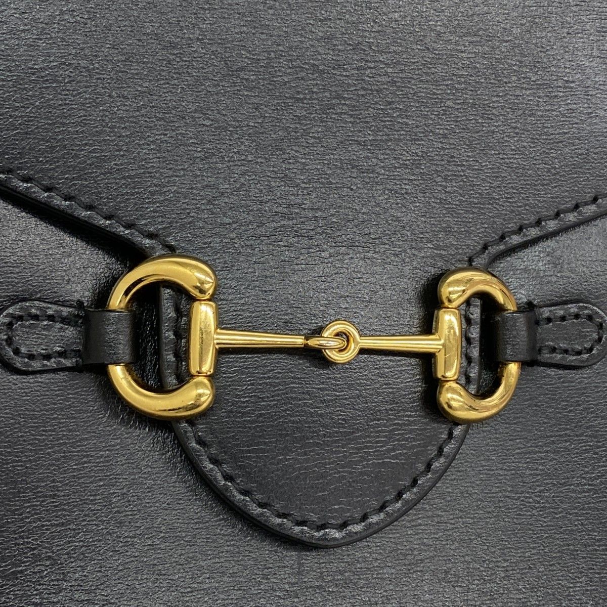 Gucci Shoulder Bag Horsebit Leather Black Gold — view 8