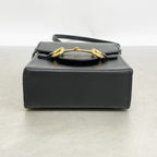 Gucci Shoulder Bag Horsebit Leather Black Gold — view 3