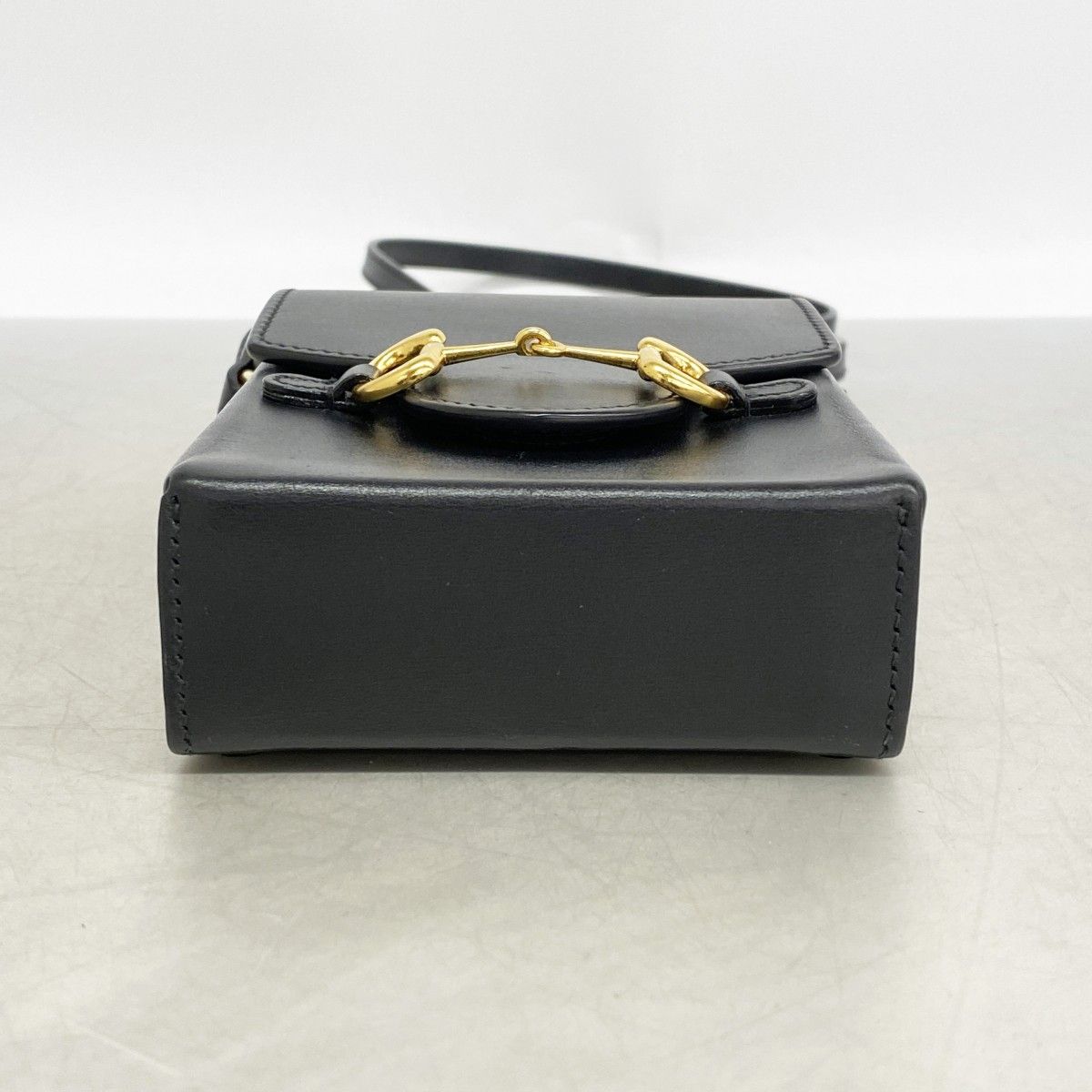 Gucci Shoulder Bag Horsebit Leather Black Gold — view 3