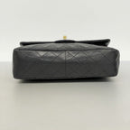 Chanel Shoulder Bag Quilted Lambskin Black Gold — view 3