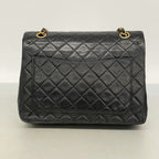 Chanel Shoulder Bag Quilted Lambskin Black Gold — view 9