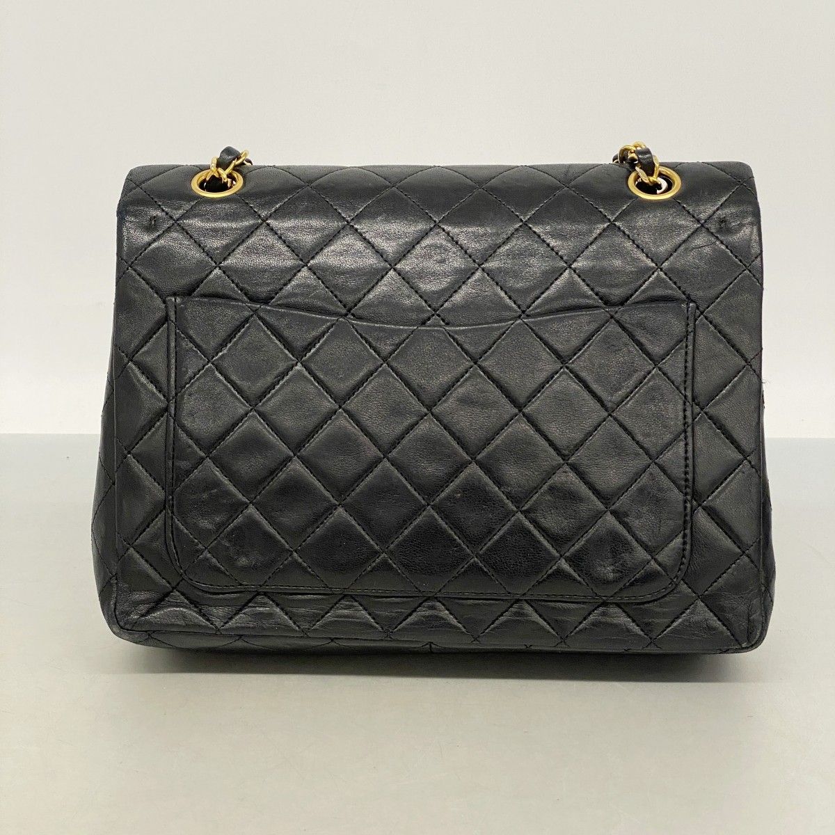 Chanel Shoulder Bag Quilted Lambskin Black Gold — view 9
