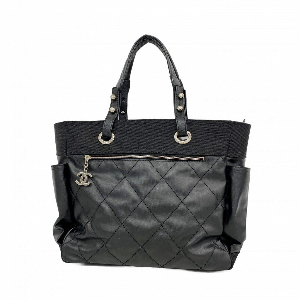 Chanel Tote Paris Biarritz Canvas Black Silver
