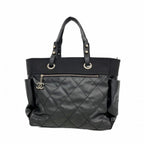 Chanel Tote Paris Biarritz Canvas Black Silver