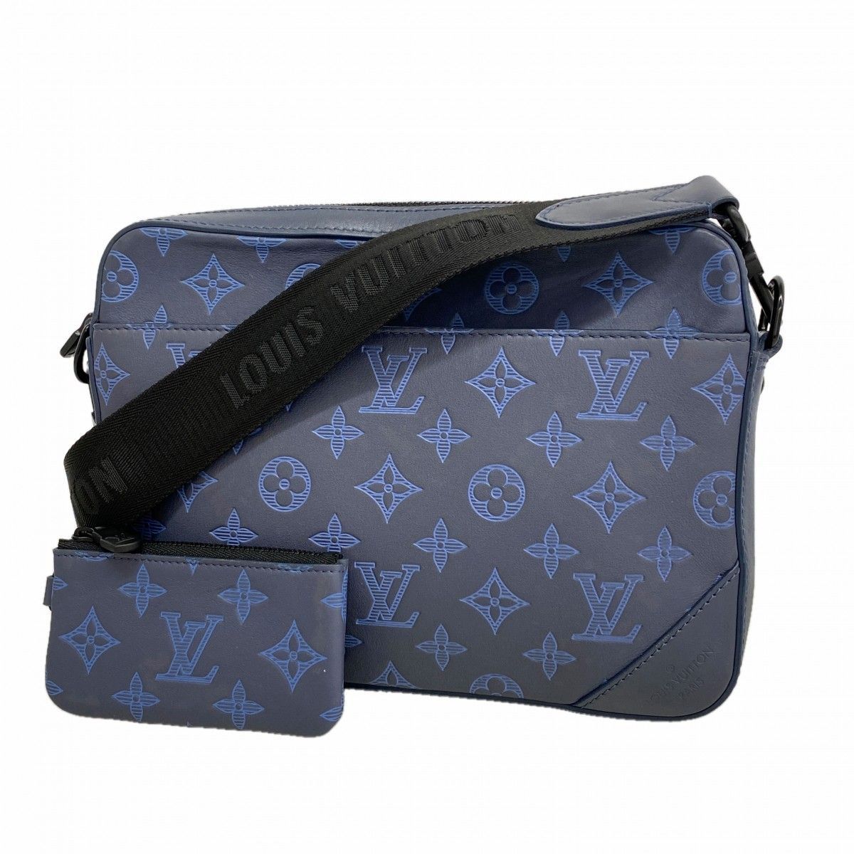 Louis Vuitton Shoulder Bag Monogram Shadow Duo Messenger Navy