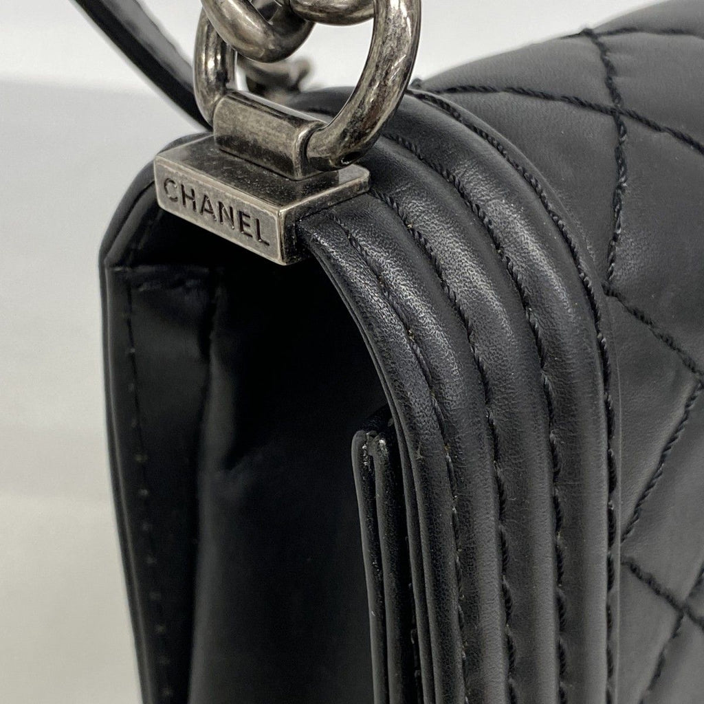 Chanel Shoulder Bag Boy Lambskin Black Silver — view 7