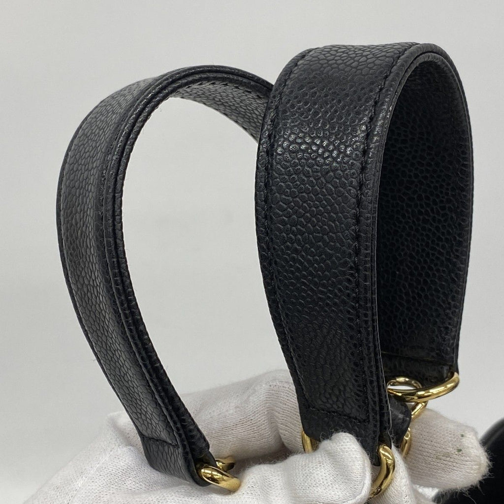 Chanel Chain Tote Quilted Caviar Leather Black Gold — view 8