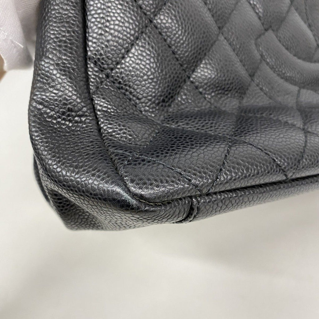 Chanel Chain Tote Quilted Caviar Leather Black Gold — view 7