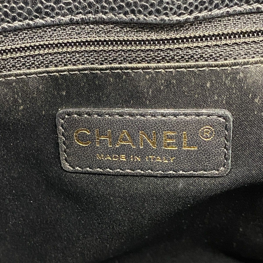 Chanel Chain Tote Quilted Caviar Leather Black Gold — view 5