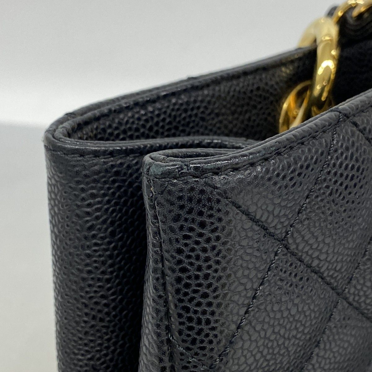 Chanel Chain Tote Quilted Caviar Leather Black Gold — view 6