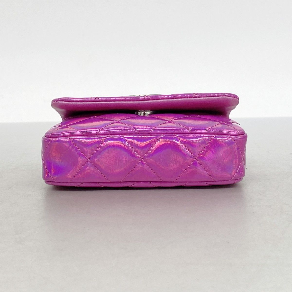 Chanel Pouch Quilted Patent Leather Pink Silver — view 3
