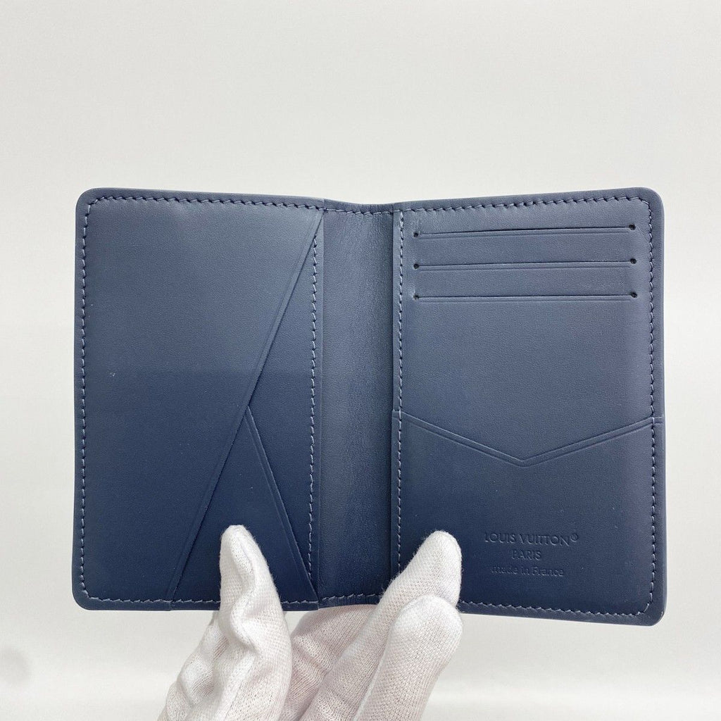 Louis Vuitton Card Case Monogram Shadow Organizer de Poche Blue Marine — view 3