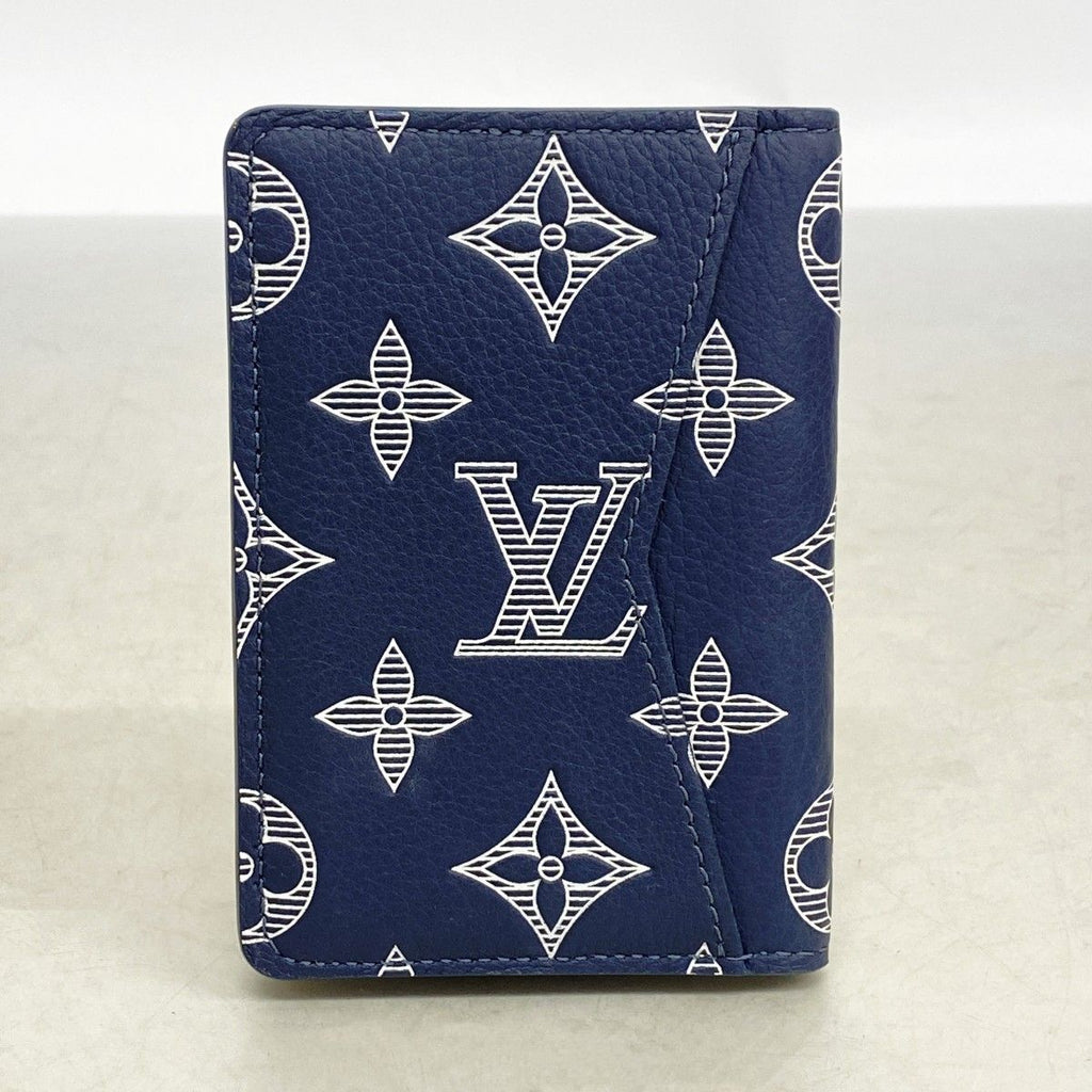 Louis Vuitton Card Case Monogram Shadow Organizer de Poche Blue Marine — view 7