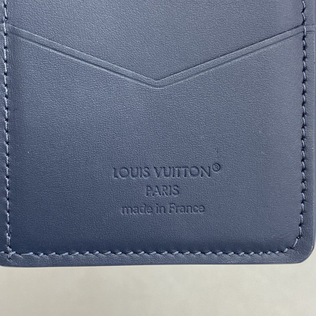 Louis Vuitton Card Case Monogram Shadow Organizer de Poche Blue Marine — view 4