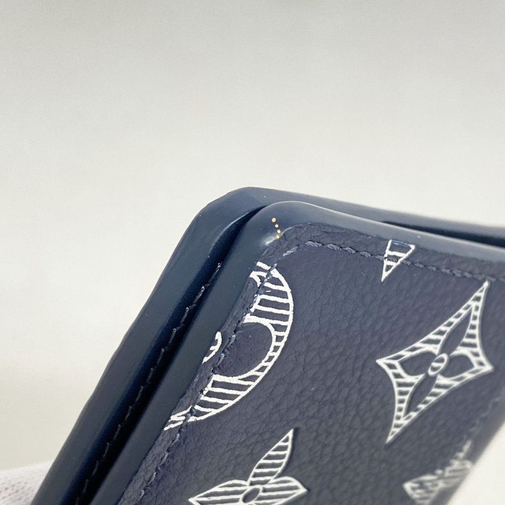 Louis Vuitton Card Case Monogram Shadow Organizer de Poche Blue Marine — view 5