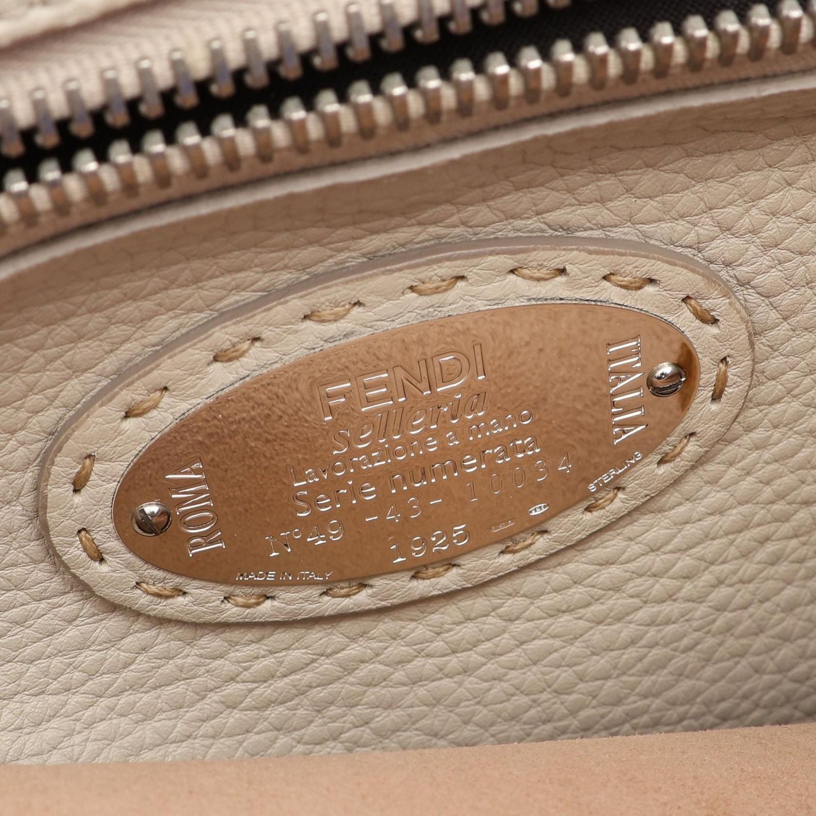 Fendi Handbageria Peekaboo Regular 2-Way Blue Leather Selleria Handbag — view 4