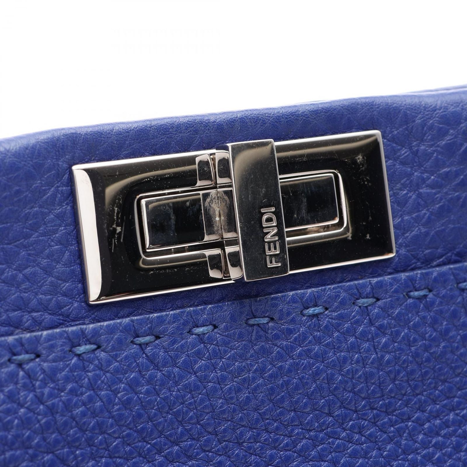 Fendi Handbageria Peekaboo Regular 2-Way Blue Leather Selleria Handbag — view 7