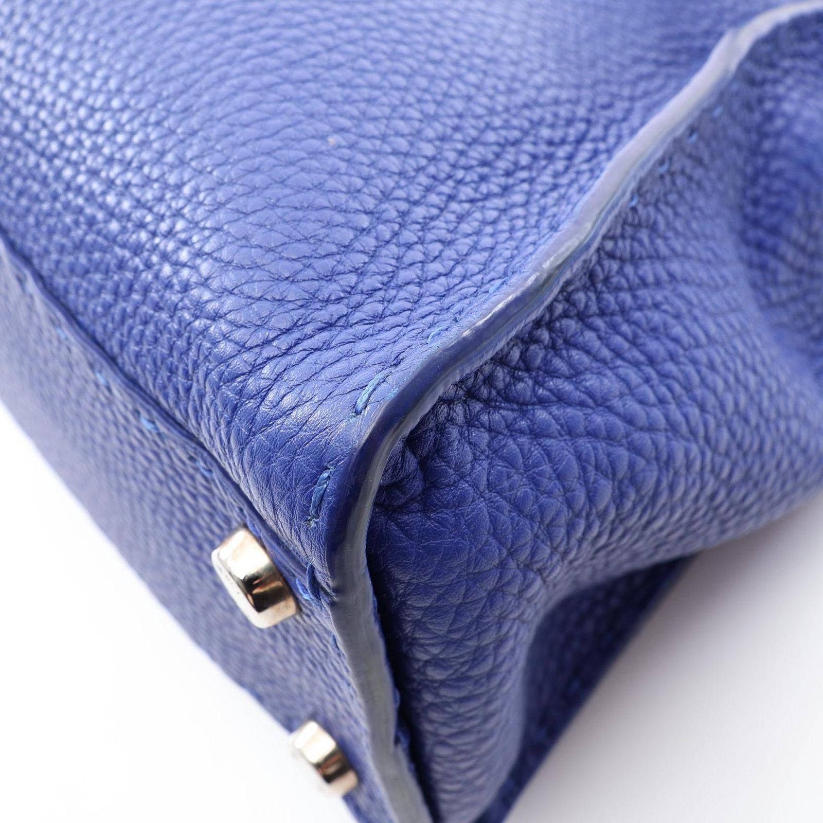 Fendi Handbageria Peekaboo Regular 2-Way Blue Leather Selleria Handbag — view 6