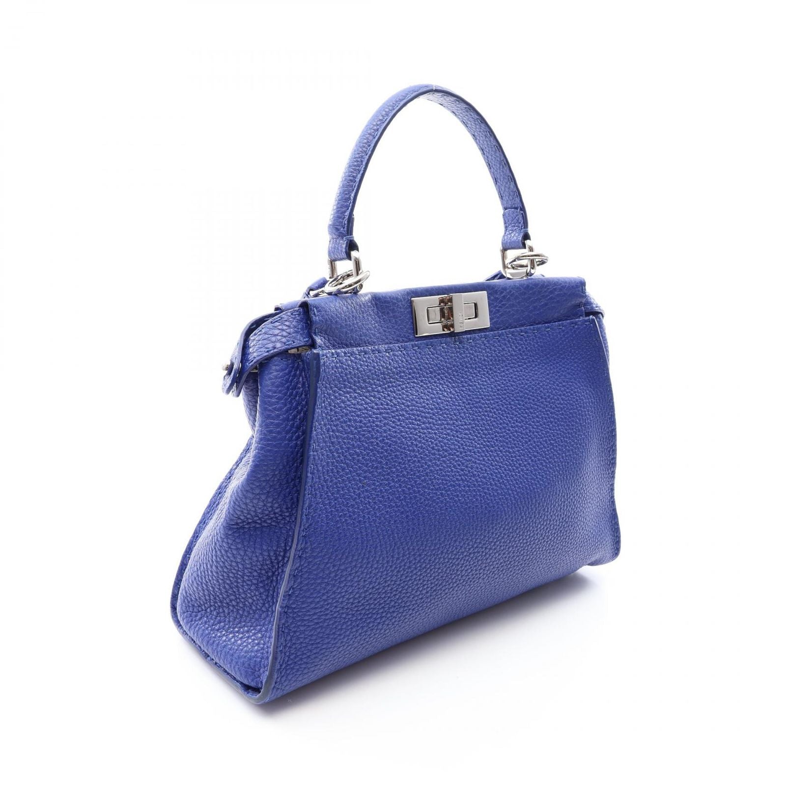 Fendi Handbageria Peekaboo Regular 2-Way Blue Leather Selleria Handbag — view 2