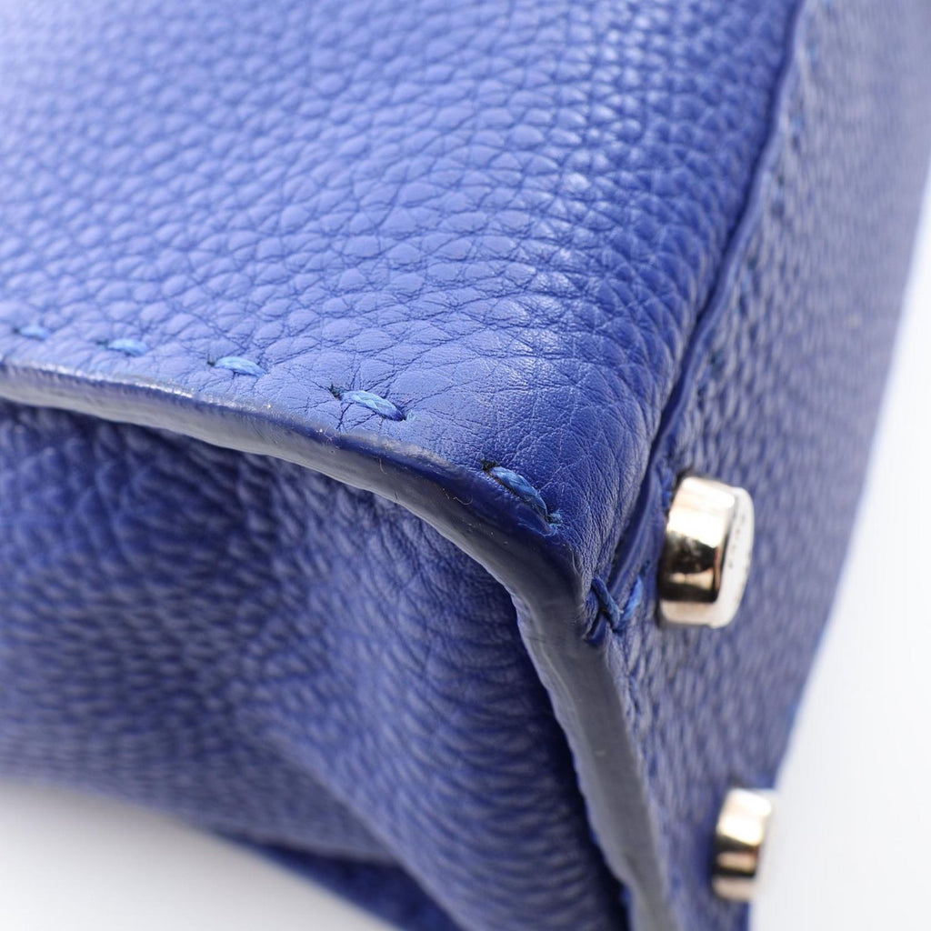Fendi Handbageria Peekaboo Regular 2-Way Blue Leather Selleria Handbag — view 5