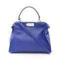 Fendi Handbageria Peekaboo Regular 2-Way Blue Leather Selleria Handbag