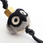 Loewe Charm Owl Gray Black White Leather Owl Keychain — view 4