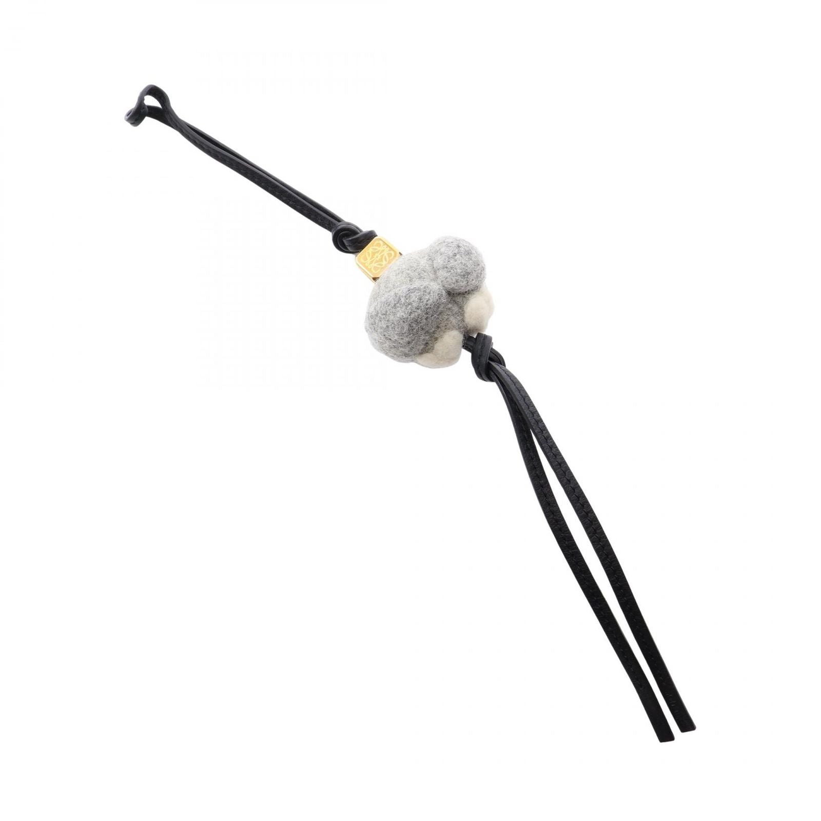 Loewe Charm Owl Gray Black White Leather Owl Keychain — view 2