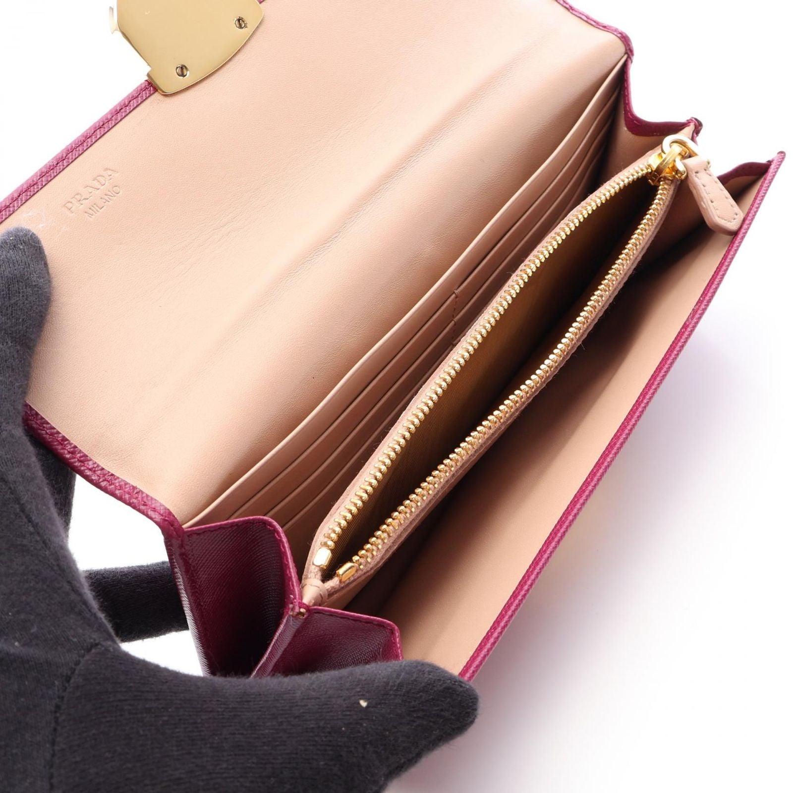 Prada Bifold Wallet Saffiano Tuc Purple Leather — view 3