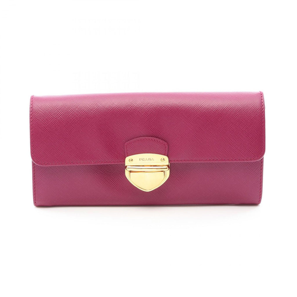 Prada Bifold Wallet Saffiano Tuc Purple Leather