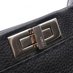 Fendi Handbageria Peekaboo Large 2-Way Black Leather Selleria Handbag — view 9