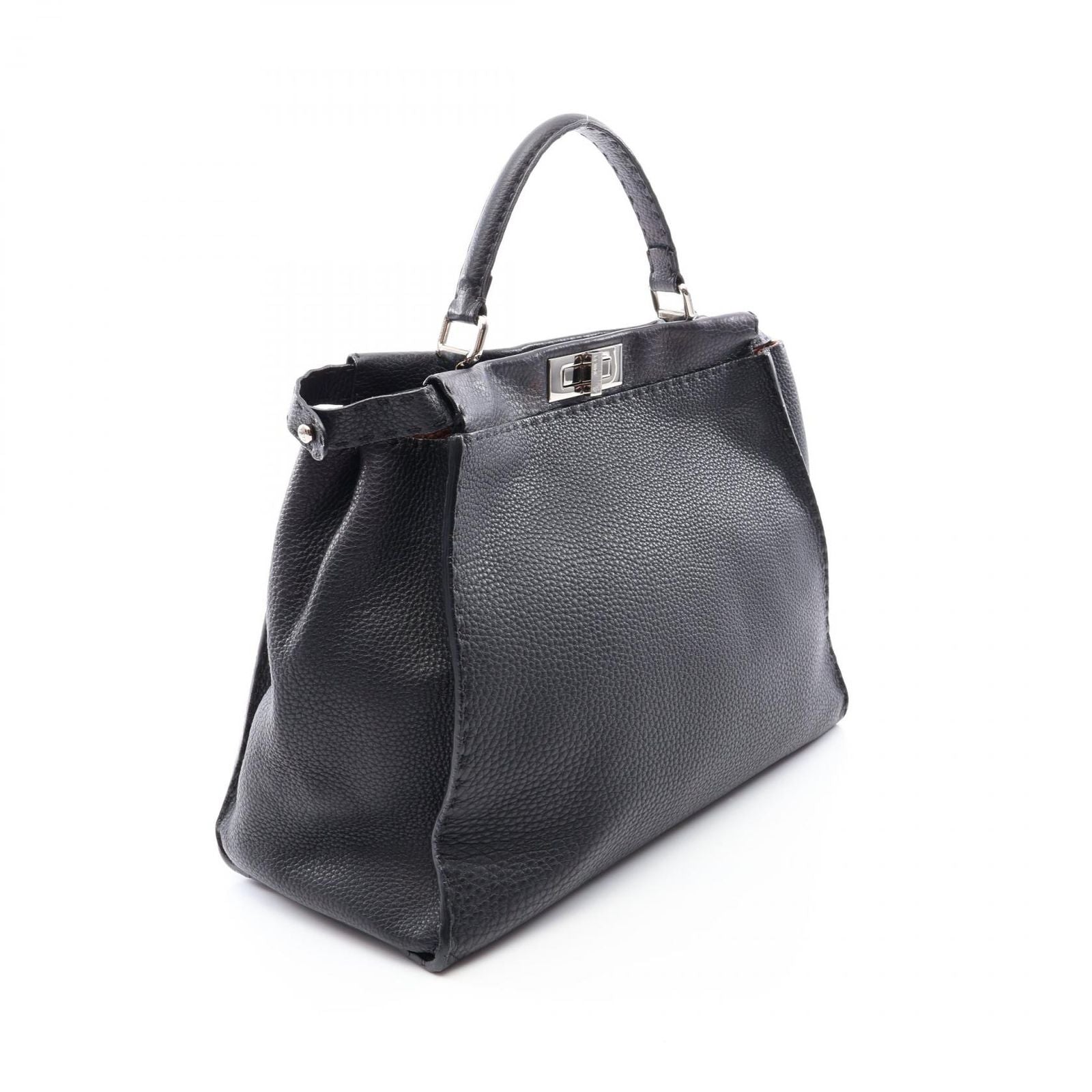 Fendi Handbageria Peekaboo Large 2-Way Black Leather Selleria Handbag — view 2