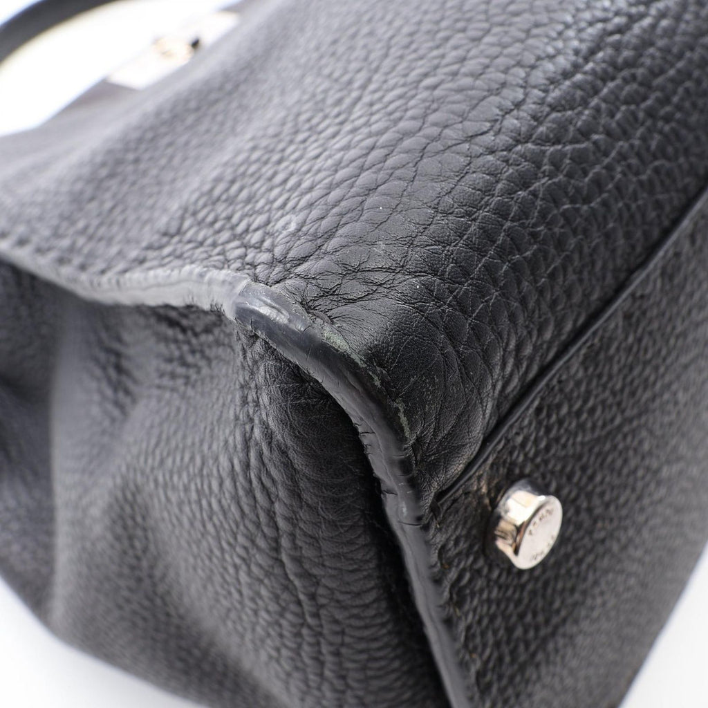 Fendi Handbageria Peekaboo Large 2-Way Black Leather Selleria Handbag — view 6