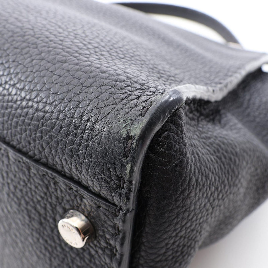 Fendi Handbageria Peekaboo Large 2-Way Black Leather Selleria Handbag — view 5