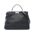 Fendi Handbageria Peekaboo Large 2-Way Black Leather Selleria Handbag