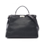 Fendi Handbageria Peekaboo Large 2-Way Black Leather Selleria Handbag