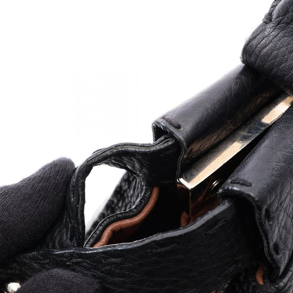 Fendi Handbageria Peekaboo Large 2-Way Black Leather Selleria Handbag — view 7