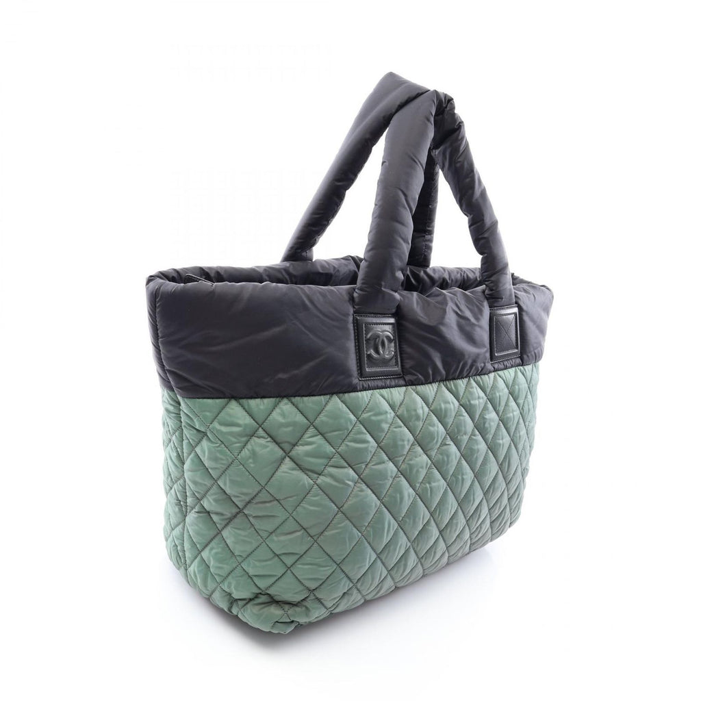 Chanel Tote Coco Cocoon MM Green Black Nylon Leather — view 2