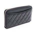 Chanel Round Wallet Classic Long Zip Quilted Black Caviar Leather — view 2