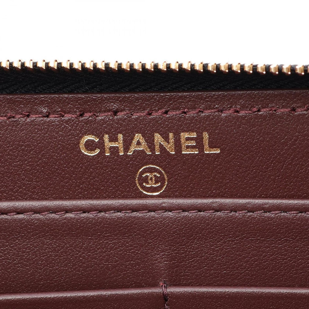 Chanel Round Wallet Classic Long Zip Quilted Black Caviar Leather — view 4