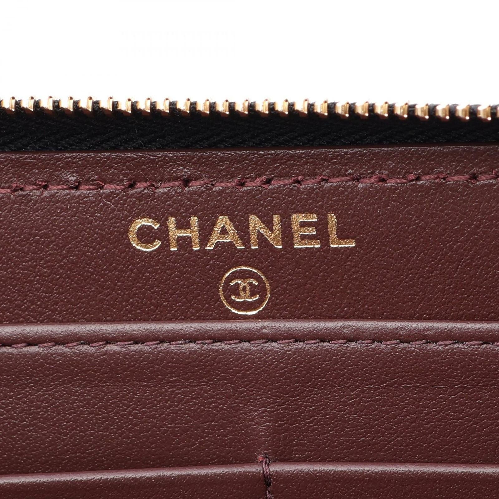 Chanel Round Wallet Classic Long Zip Quilted Black Caviar Leather — view 4